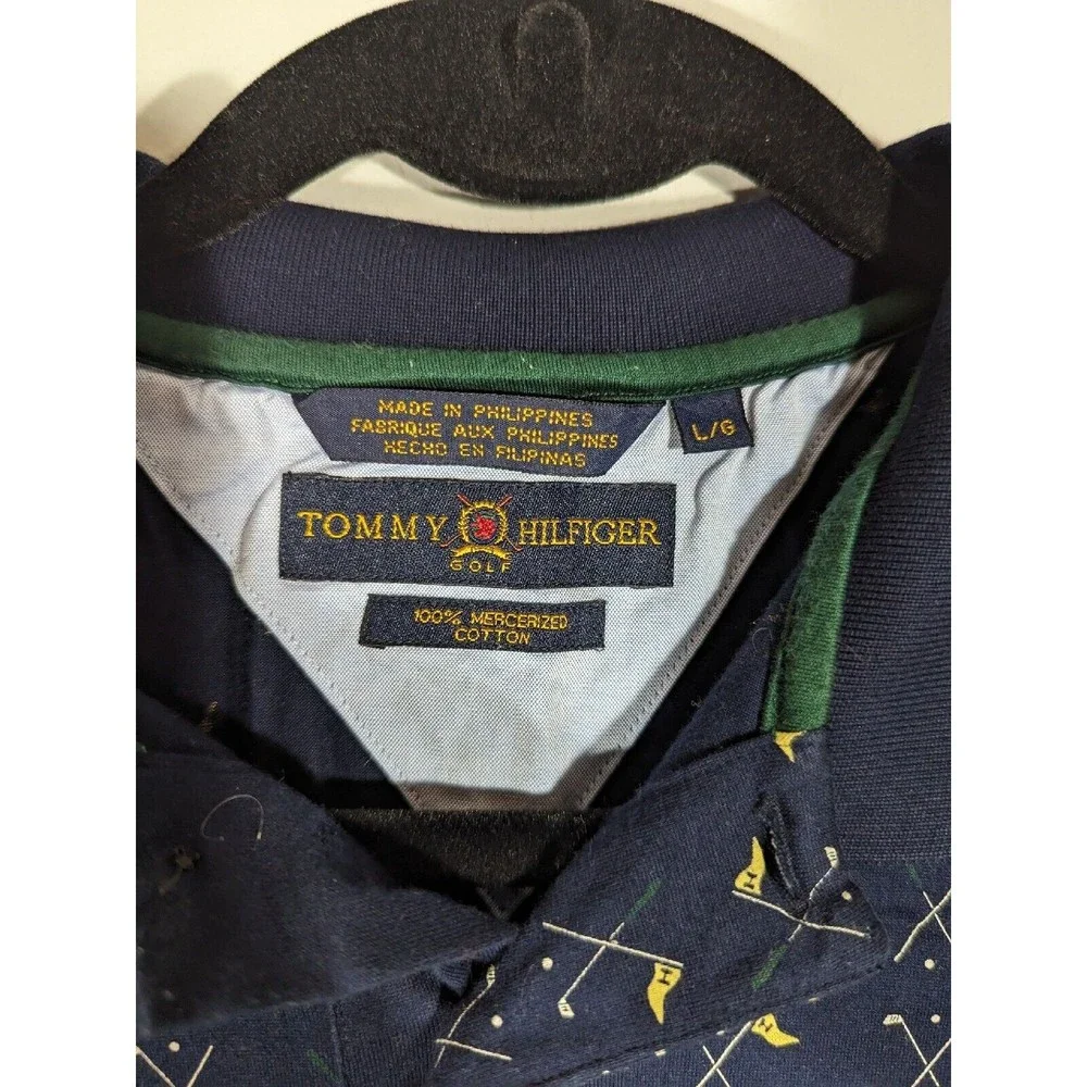 Tommy Hilfiger Navy Blue Golf Polo‎ Short Sleeve Shirt Men Size L